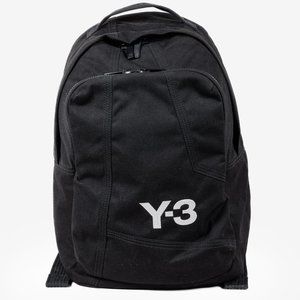 Y-3 Logo Embroidered Black Canvas Backpack